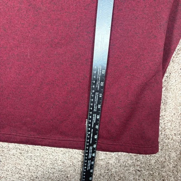 Eddie Bauer Mens TXL Quarter Zip Fleece Pullover Burgundy Marled Sweater Knit - Picture 6 of 9